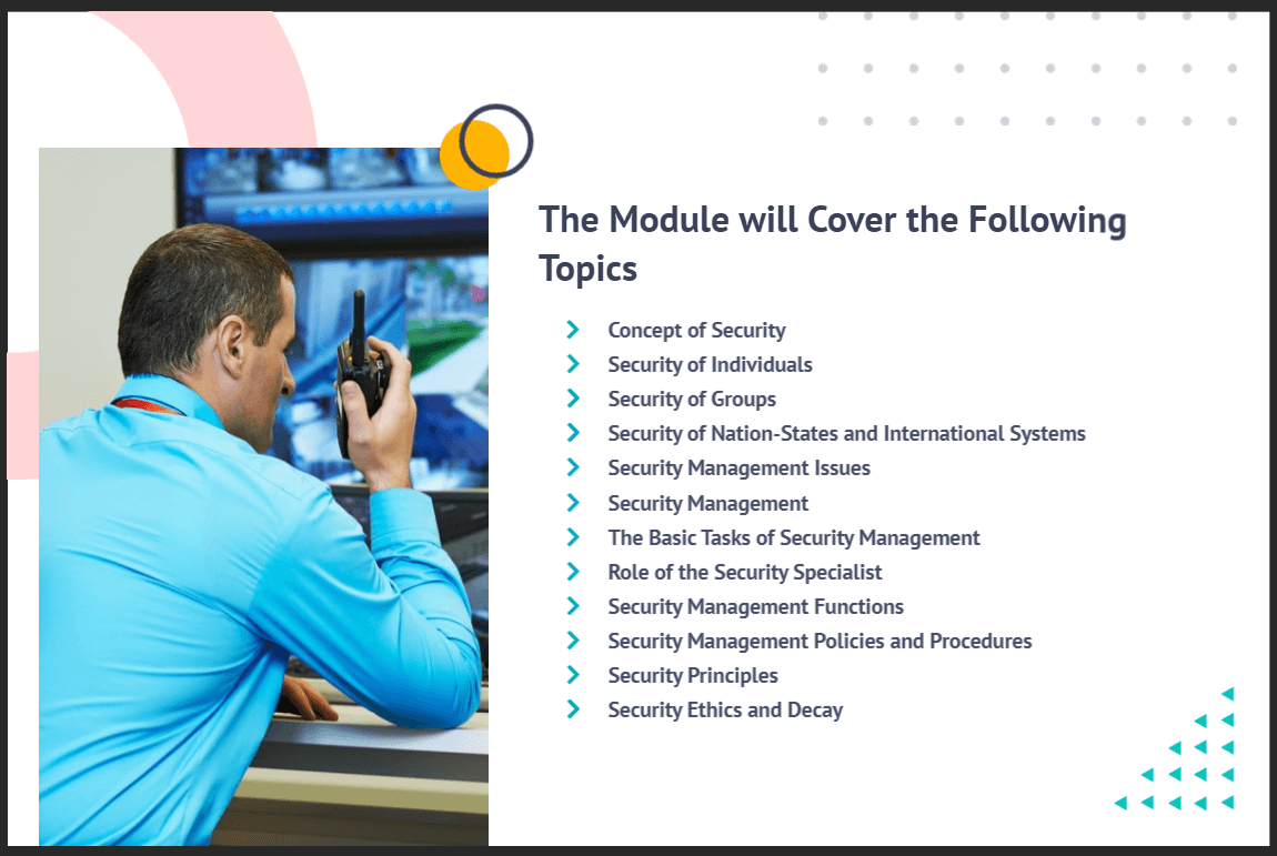 Security Management Course Online One Education