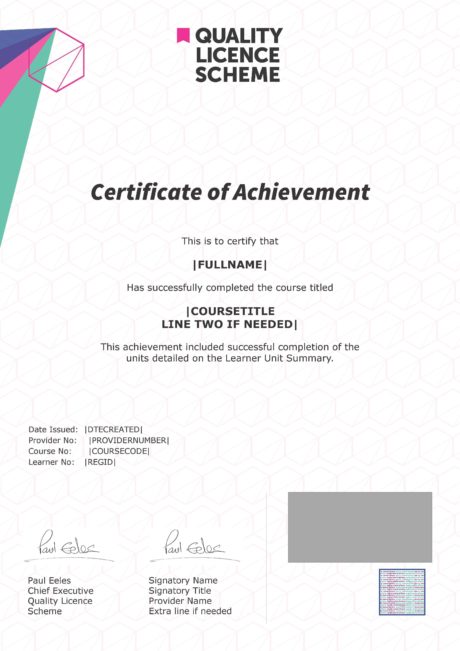EXAMPLE - QLS Certificate 2020