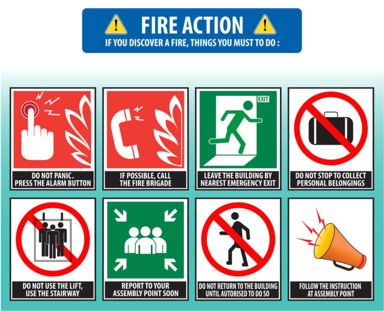 Fire action signs