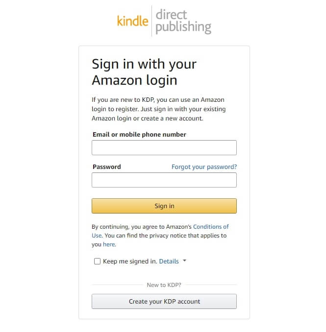 Account of Kindle Direct Publishing