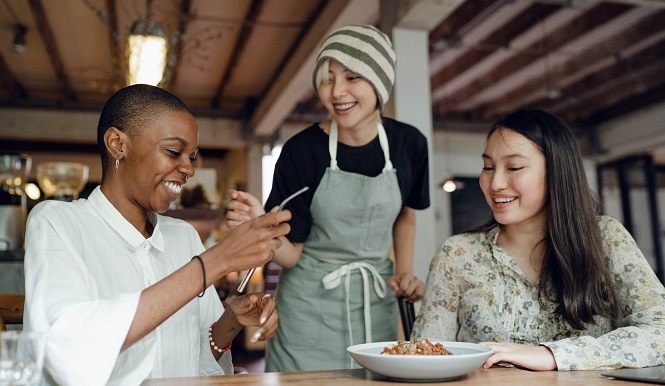 Food served to happy customer