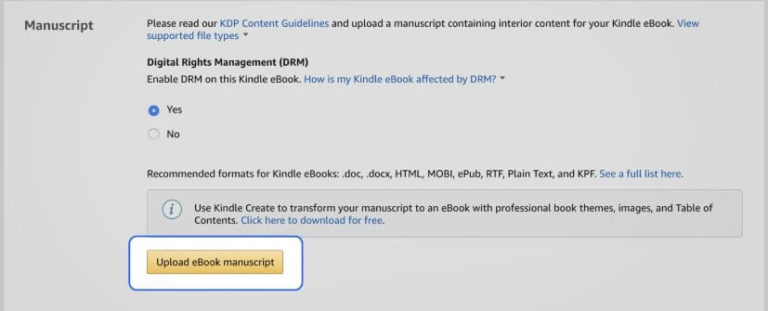 Upload your Manuscript to Amazon