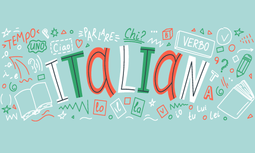 Illustrations from the 'Italian Quick Guide for Everyone' focusing on verbs