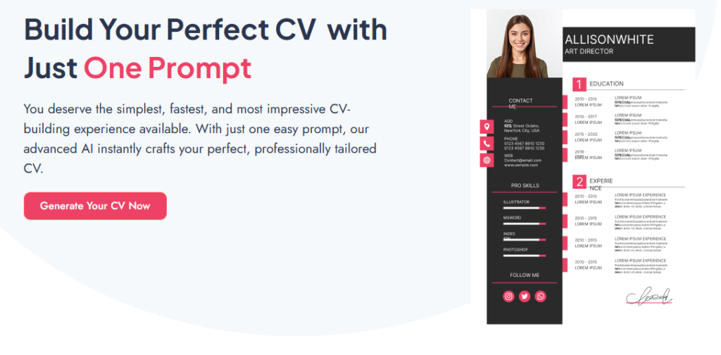 ai powered CV builder by One Education