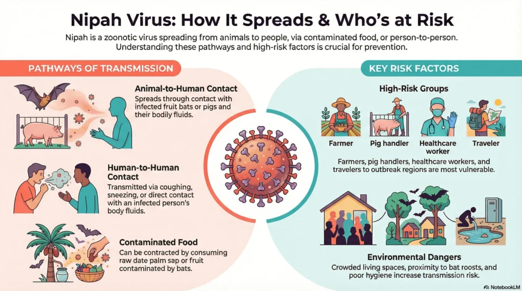 Nipah Virus Spread and Risk Factors